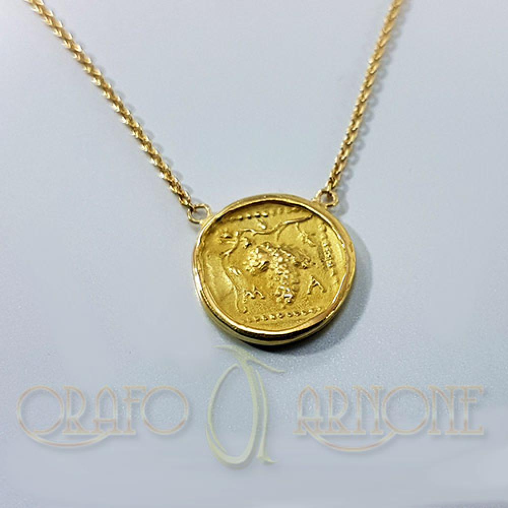 Collana oro con moneta greca cod 003